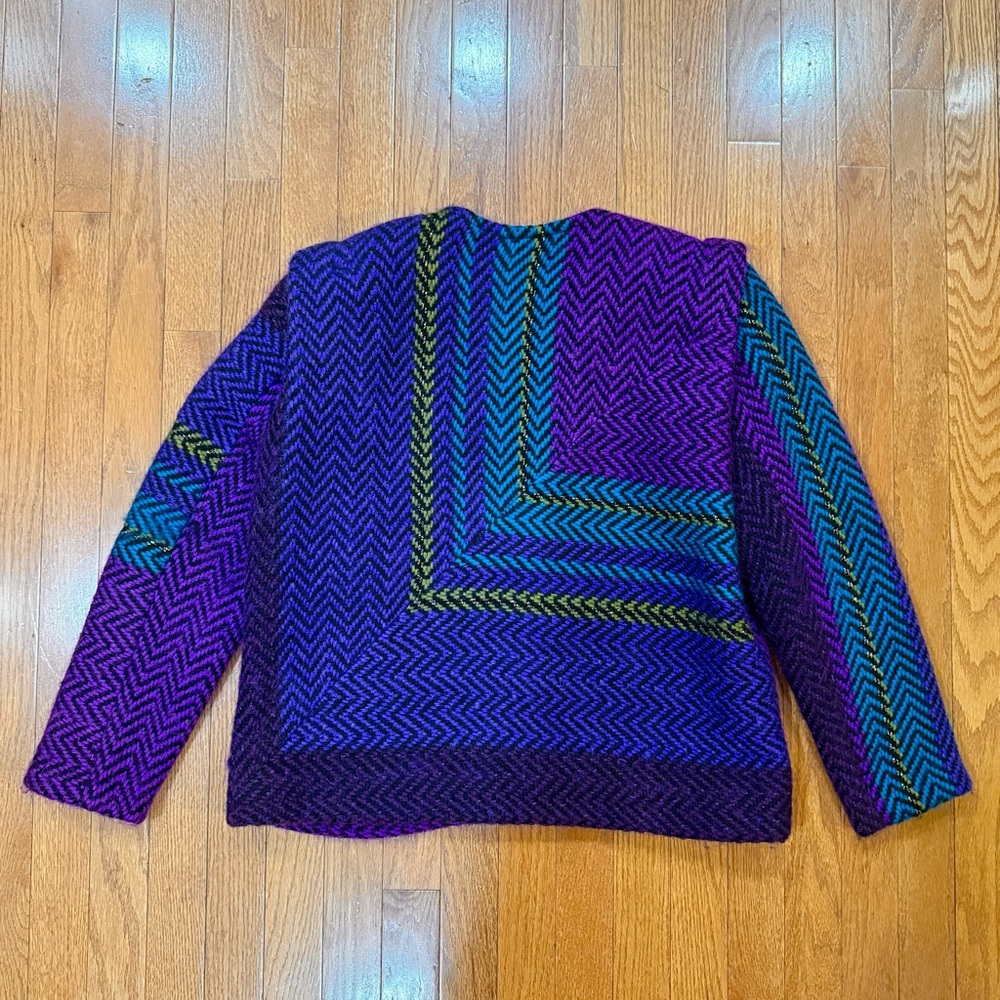 Vintage Fiberworks Handwoven Mohair Jacket Blazer Women’s Large XL Purple Blue - Picture 5 of 8